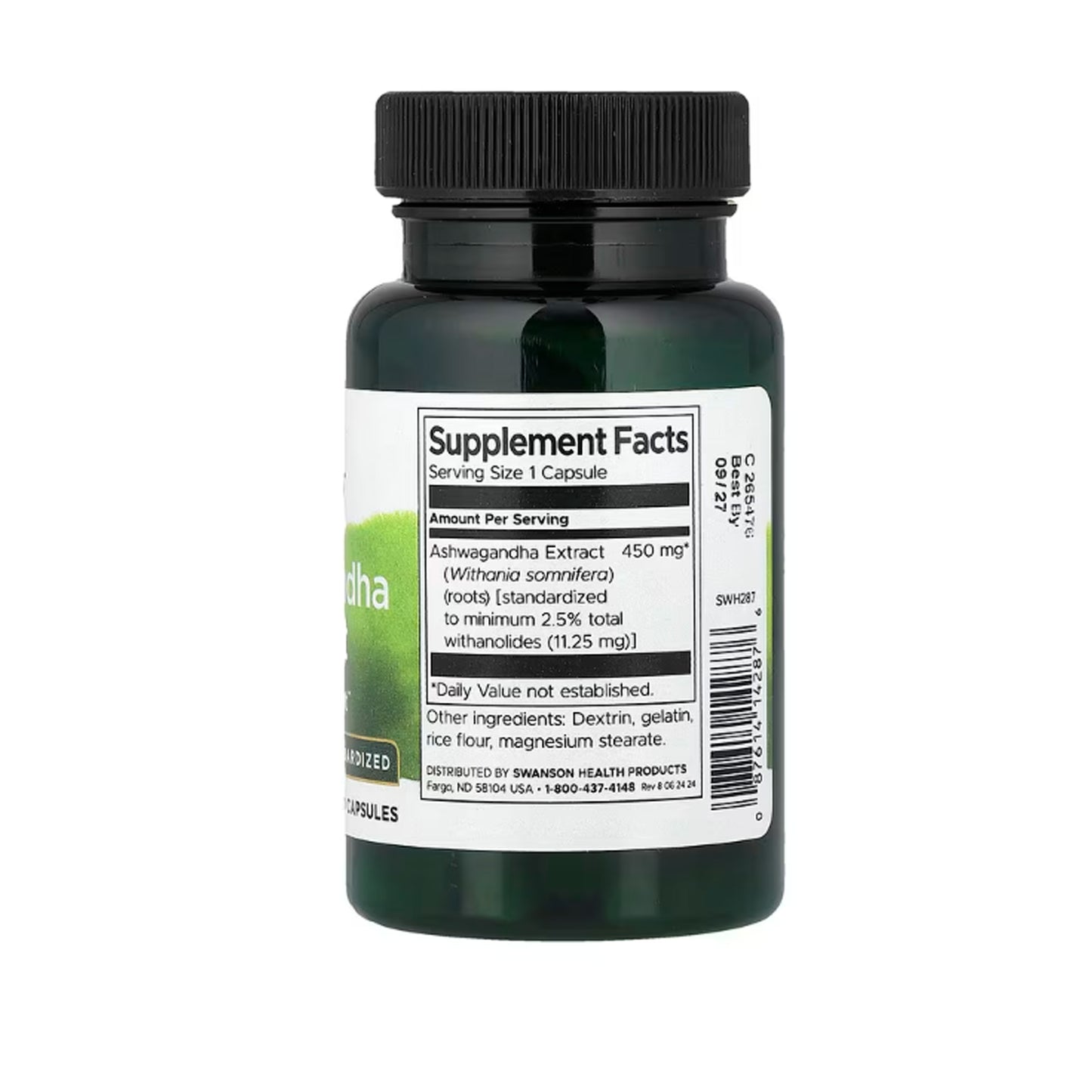 Swanson Vitamins, Ashwagandha Extract, Standardized, 450 mg, 60 Capsules