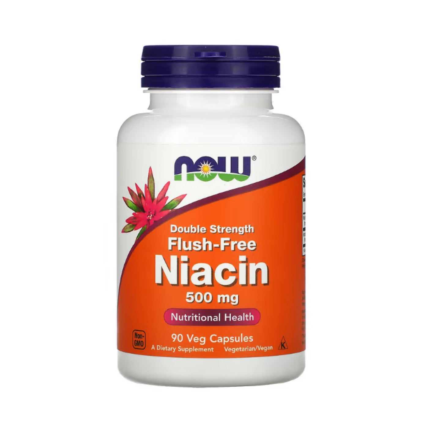 NOW Foods, Flush-Free Niacin, Double Strength, 500 mg, 90 Veg Capsules