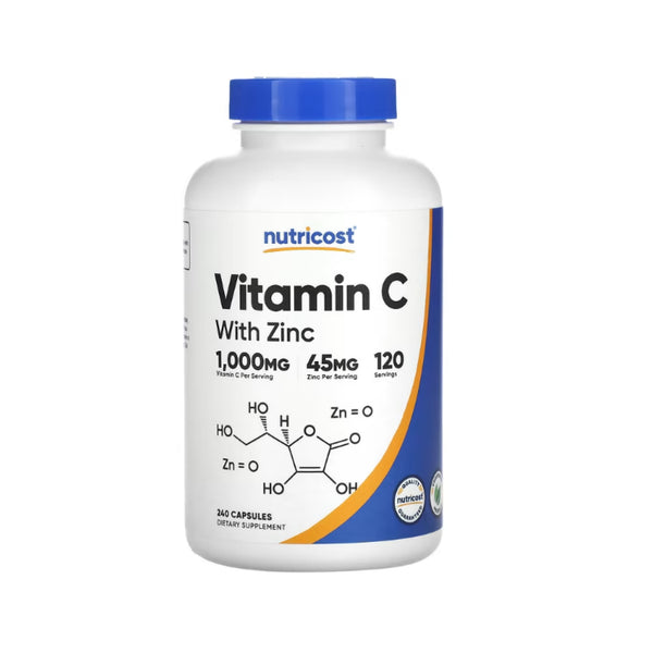 Nutricost, Vitamin C with Zinc, 240 Capsules